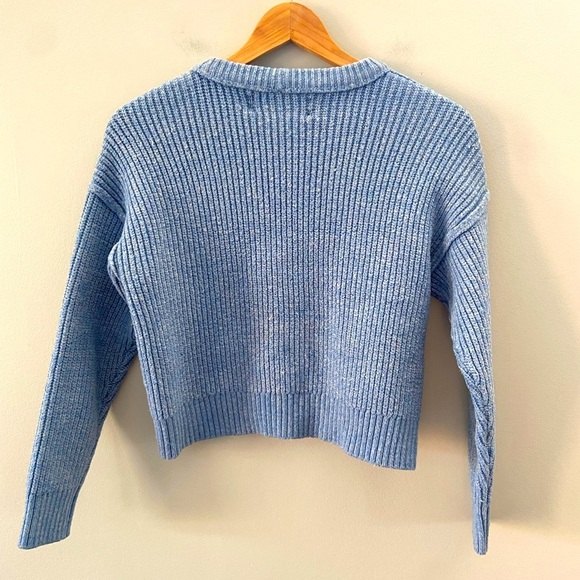 American Eagle Wool Blend Cropped Exposed Seam Crewneck Dolman Knit Sweater - Picture 4 of 5